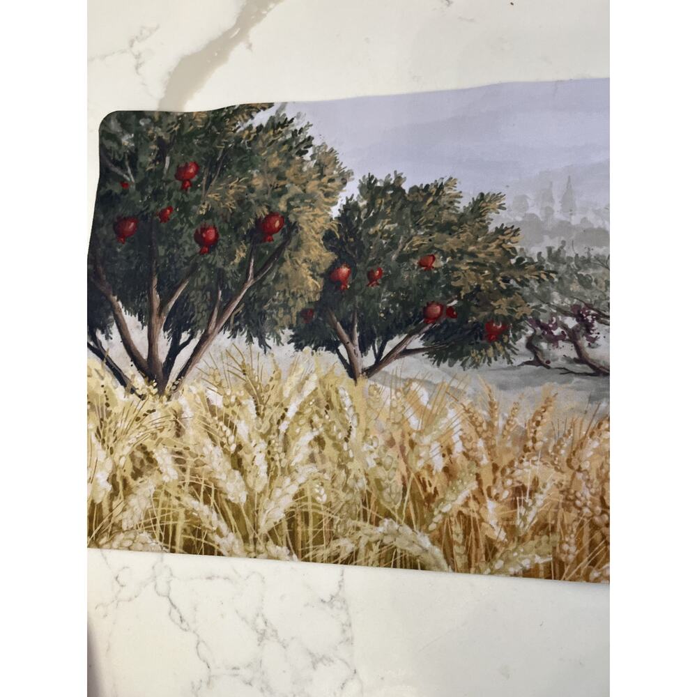 Table Runner Rubber Heat Resistant Landscape Scene 46" x 10" New w/out Tag